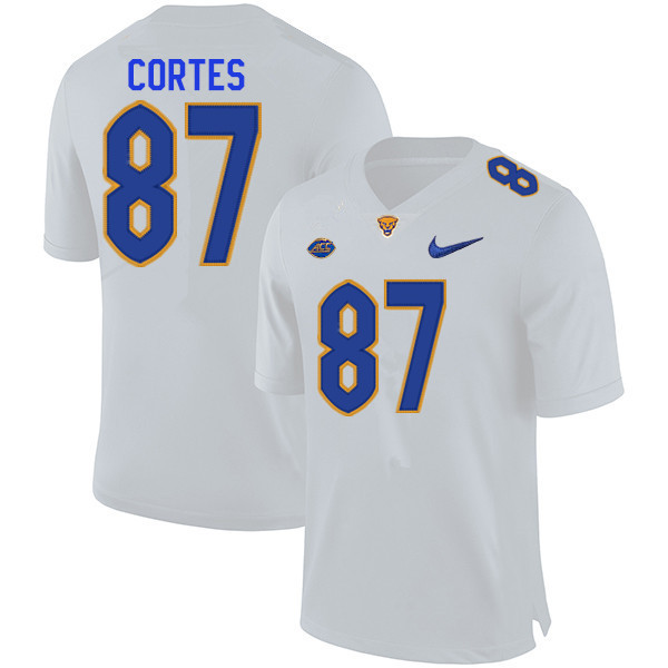 Men #87 Jake Cortes Pitt Panthers College Football Jerseys Sale-White